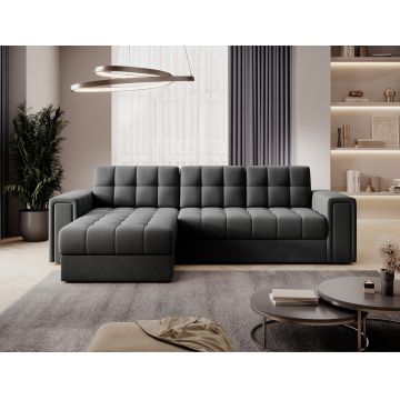 Coltar extensibil reversibil 3 locuri ELTAP, Blenvi, 260x150x82 cm, lemn/poliester, gri antracit