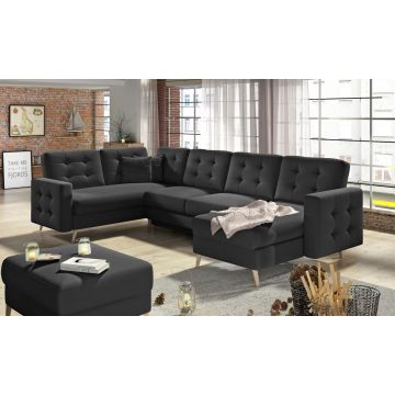Coltar extensibil reversibil 5 locuri ELTAP, AsdU-06, Asgard, 326x202x93 cm, lemn/poliester, negru