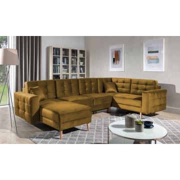 Coltar extensibil reversibil 5 locuri ELTAP, AsdU-56, Asgard, 326x202x93 cm, lemn/poliester, mustar