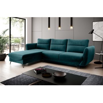 Coltar extensibil stanga 3 locuri ELTAP, LT-39LU, Silva, 276x201x100 cm, lemn/poliester, verde inchis