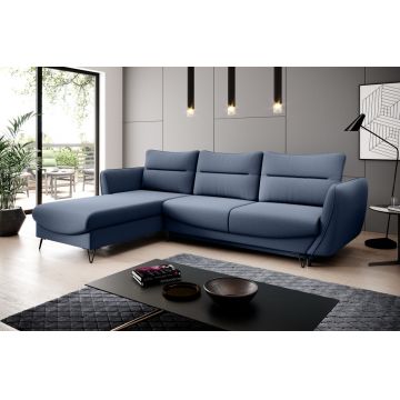 Coltar extensibil stanga 3 locuri ELTAP, LT-40GO, Silva, 276x201x100 cm, lemn/poliester, albastru