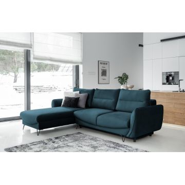 Coltar extensibil stanga 3 locuri ELTAP, LT-40NU, Silva, 276x201x100 cm, lemn/poliester, albastru