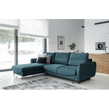 Coltar extensibil stanga 3 locuri ELTAP, LT-76MO, Silva, 276x201x100 cm, lemn/poliester, verde inchis