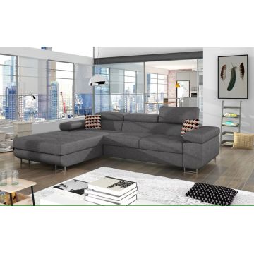 Coltar extensibil stanga 4 locuri ELTAP, Armd-21, Armando, 289x203x85 cm, lemn/poliester, gri/multicolor