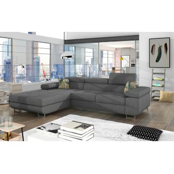 Coltar extensibil stanga 4 locuri ELTAP, Armd-26, Armando, 289x203x85 cm, lemn/poliester, gri/verde