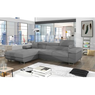 Coltar extensibil stanga 4 locuri ELTAP, Armd-54, Armando, 289x203x85 cm, lemn/poliester, gri deschis/gri
