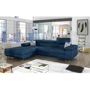 Coltar extensibil stanga 4 locuri ELTAP, Armd-62, Armando, 289x203x85 cm, lemn/poliester, albastru inchis