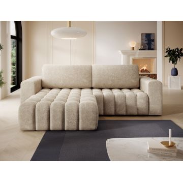 Coltar extensibil stanga 4 locuri ELTAP, Bon-01, Bonett, 250x175x92 cm, lemn/poliester, bej inchis
