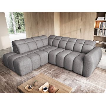 Coltar extensibil stanga 4 locuri ELTAP, LT-04PAO, Falconn, 258x208x107 cm, lemn/poliester, gri inchis