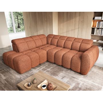 Coltar extensibil stanga 4 locuri ELTAP, LT-30COR, Falconn, 258x208x107 cm, lemn/poliester, caramiziu