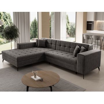 Coltar extensibil stanga 4 locuri ELTAP, Sol-01, Solange, 292x196x84 cm, lemn/poliester, gri