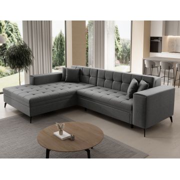 Coltar extensibil stanga 4 locuri ELTAP, Sol-04, Solange, 292x196x84 cm, lemn/poliester, gri