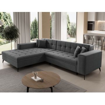 Coltar extensibil stanga 4 locuri ELTAP, Sol-08, Solange, 292x196x84 cm, lemn/poliester, gri