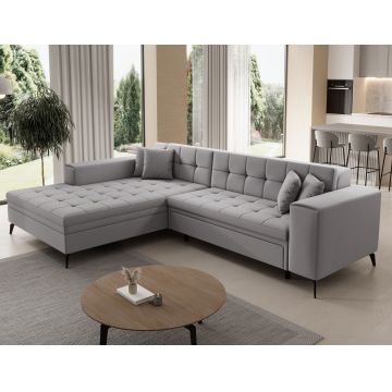 Coltar extensibil stanga 4 locuri ELTAP, Sol-09, Solange, 292x196x84 cm, lemn/poliester, gri deschis