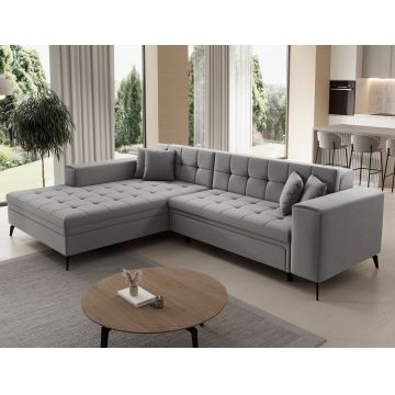Coltar extensibil stanga 4 locuri ELTAP, Sol-10, Solange, 292x196x84 cm, lemn/poliester, gri deschis