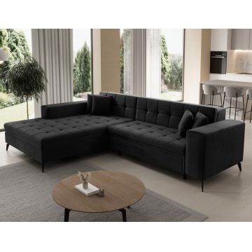 Coltar extensibil stanga 4 locuri ELTAP, Sol-21, Solange, 292x196x84 cm, lemn/poliester, gri inchis