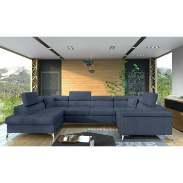 Coltar extensibil stanga 6 locuri ELTAP, Th-25, Thiago, 342x208x88 cm, lemn/poliester, albastru