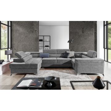Coltar extensibil stanga 6 locuri ELTAP, Th-64, Thiago, 342x208x88 cm, lemn/poliester, gri