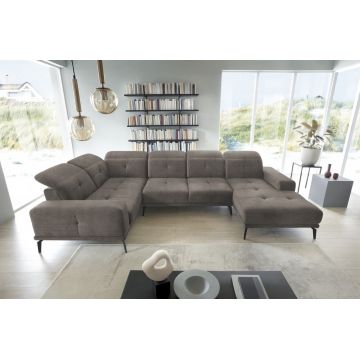 Coltar stanga 6 locuri ELTAP, LT-04LO, Neviro, 350x201x77 cm, lemn/poliester, gri