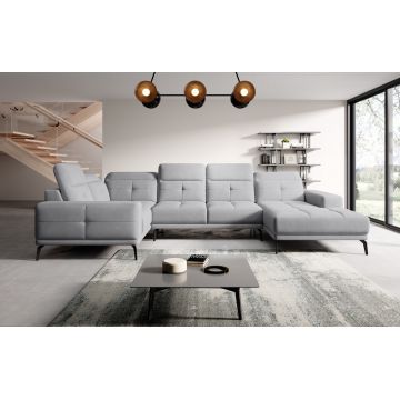 Coltar stanga 6 locuri ELTAP, LT-04SO, Neviro, 350x201x77 cm, lemn/poliester, gri deschis