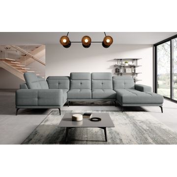Coltar stanga 6 locuri ELTAP, LT-04VER, Neviro, 350x201x77 cm, lemn/poliester, gri deschis
