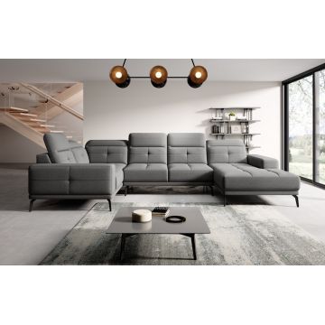 Coltar stanga 6 locuri ELTAP, LT-05GO, Neviro, 350x201x77 cm, lemn/poliester, gri