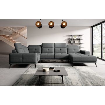 Coltar stanga 6 locuri ELTAP, LT-05VER, Neviro, 350x201x77 cm, lemn/poliester, gri inchis
