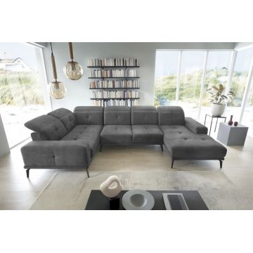 Coltar stanga 6 locuri ELTAP, LT-06LO, Neviro, 350x201x77 cm, lemn/poliester, gri