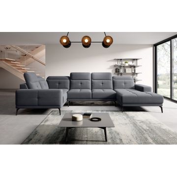 Coltar stanga 6 locuri ELTAP, LT-06SAV, Neviro, 350x201x77 cm, lemn/poliester, gri