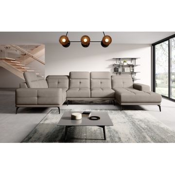 Coltar stanga 6 locuri ELTAP, LT-07PO, Neviro, 350x201x77 cm, lemn/poliester, gri