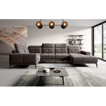 Coltar stanga 6 locuri ELTAP, LT-07SAV, Neviro, 350x201x77 cm, lemn/poliester, gri