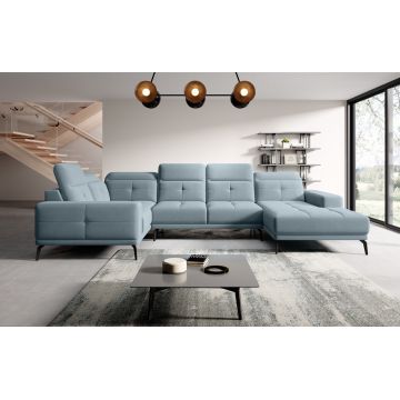 Coltar stanga 6 locuri ELTAP, LT-100SAV, Neviro, 350x201x77 cm, lemn/poliester, albastru deschis