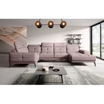 Coltar stanga 6 locuri ELTAP, LT-101GO, Neviro, 350x201x77 cm, lemn/poliester, roz deschis