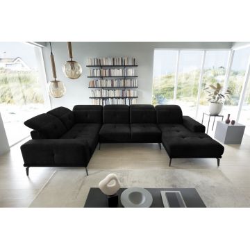 Coltar stanga 6 locuri ELTAP, LT-10LO, Neviro, 350x201x77 cm, lemn/poliester, negru