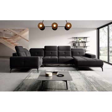 Coltar stanga 6 locuri ELTAP, LT-10VE, Neviro, 350x201x77 cm, lemn/poliester, negru