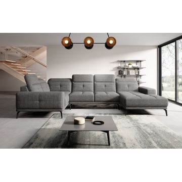 Coltar stanga 6 locuri ELTAP, LT-130MAR, Neviro, 350x201x77 cm, lemn/poliester, gri