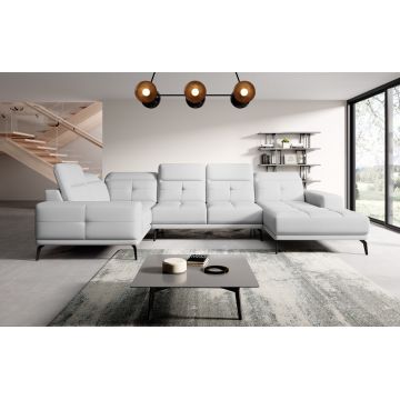 Coltar stanga 6 locuri ELTAP, LT-17SOF, Neviro, 350x201x77 cm, lemn/poliester, alb