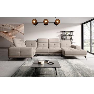 Coltar stanga 6 locuri ELTAP, LT-18SO, Neviro, 350x201x77 cm, lemn/poliester, bej deschis