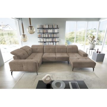 Coltar stanga 6 locuri ELTAP, LT-20LO, Neviro, 350x201x77 cm, lemn/poliester, maro deschis
