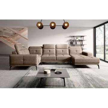 Coltar stanga 6 locuri ELTAP, LT-20NU, Neviro, 350x201x77 cm, lemn/poliester, maro deschis