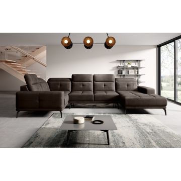 Coltar stanga 6 locuri ELTAP, LT-22NU, Neviro, 350x201x77 cm, lemn/poliester, maro inchis