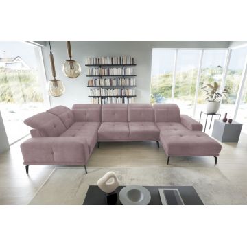 Coltar stanga 6 locuri ELTAP, LT-24LO, Neviro, 350x201x77 cm, lemn/poliester, roz deschis