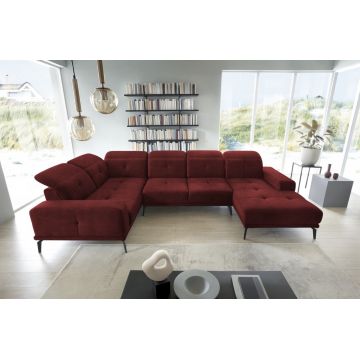 Coltar stanga 6 locuri ELTAP, LT-25LO, Neviro, 350x201x77 cm, lemn/poliester, rosu inchis