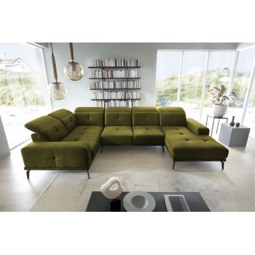 Coltar stanga 6 locuri ELTAP, LT-33NU, Neviro, 350x201x77 cm, lemn/poliester, verde olive
