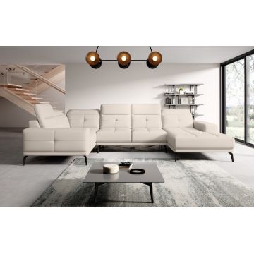 Coltar stanga 6 locuri ELTAP, LT-33SOF, Neviro, 350x201x77 cm, lemn/poliester, bej deschis