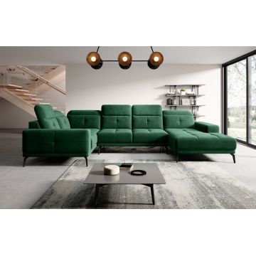 Coltar stanga 6 locuri ELTAP, LT-35LU, Neviro, 350x201x77 cm, lemn/poliester, verde inchis
