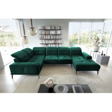 Coltar stanga 6 locuri ELTAP, LT-35NU, Neviro, 350x201x77 cm, lemn/poliester, verde inchis