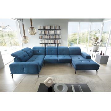 Coltar stanga 6 locuri ELTAP, LT-38LU, Neviro, 350x201x77 cm, lemn/poliester, albastru deschis
