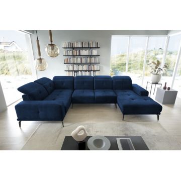 Coltar stanga 6 locuri ELTAP, LT-40LO, Neviro, 350x201x77 cm, lemn/poliester, albastru inchis