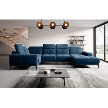 Coltar stanga 6 locuri ELTAP, LT-40LU, Neviro, 350x201x77 cm, lemn/poliester, albastru inchis